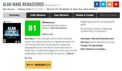 Alan Wake - Alan Wake Remastered - Состоялся релиз Alan Wake Remastered — оценки и сравнительные ролики - zoneofgames.ru