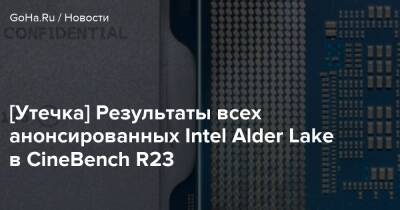 [Утечка] Результаты всех анонсированных Intel Alder Lake в CineBench R23 - goha.ru