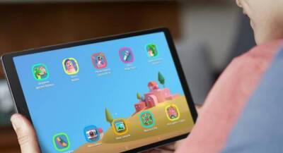 Samsung Galaxy Tab A7 Lite для детей с защитным чехлом и Смешариками - app-time.ru