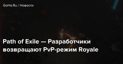 Path of Exile — Разработчики возвращают PvP-режим Royale - goha.ru