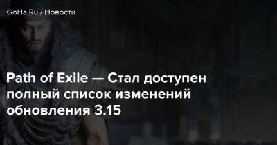 Path of Exile — Стал доступен полный список изменений обновления 3.15 - goha.ru