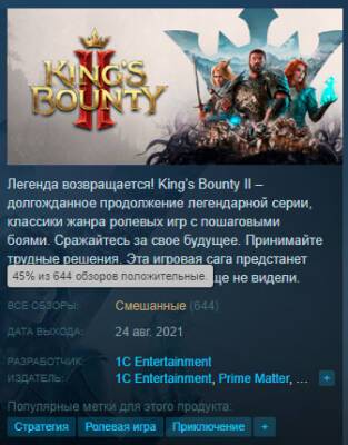 Игроки разбомбили King’s Bounty 2 в Steam - zoneofgames.ru