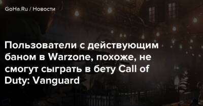 Пользователи с действующим баном в Warzone, похоже, не смогут сыграть в бету Call of Duty: Vanguard - goha.ru