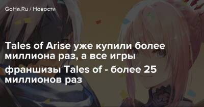 Tales of Arise уже купили более миллиона раз, а все игры франшизы Tales of - более 25 миллионов раз - goha.ru