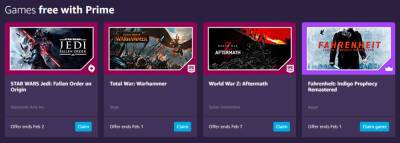 Бесплатно и навсегда: Star Wars Jedi Fallen Order, Total War Warhammer, World War Z Aftermath в Amazon Prime - zoneofgames.ru