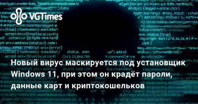 Лариса Крофт - Новый вирус маскируется под установщик Windows 11, при этом он крадёт пароли, данные карт и криптокошельков - vgtimes.ru