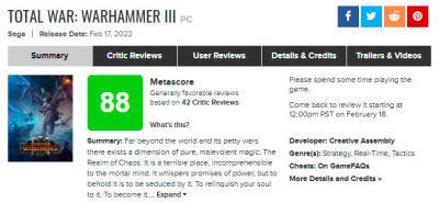 Геймеры опять в ярости: у Total War Warhammer 3 рекордный онлайн при очень низких оценках игроков - zoneofgames.ru