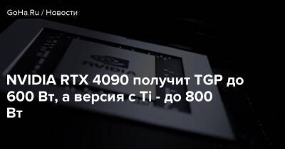 NVIDIA RTX 4090 получит TGP до 600 Вт, а версия с Ti - до 800 Вт - goha.ru