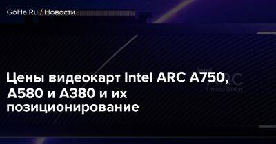 Цены видеокарт Intel ARC A750, A580 и A380 и их позиционирование - goha.ru - Тайвань