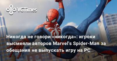 Никогда не говори «никогда»: игроки высмеяли авторов Marvel's Spider-Man за обещания не выпускать игру на PC - vgtimes.ru