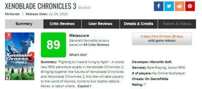 Xenoblade Chronicles 3 выйдет 29 июля — журналисты оценили игру на 89/100 - zoneofgames.ru - Россия