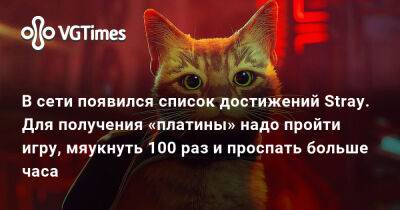 В сети появился список достижений Stray. Для получения «платины» надо пройти игру, мяукнуть 100 раз и проспать больше часа - vgtimes.ru - Франция