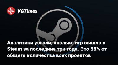Аналитики узнали, сколько игр вышло в Steam за последние три года. Это 58% от общего количества всех проектов - vgtimes.ru