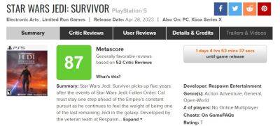 Это хит: у Star Wars Jedi Survivor набралось 87/100 на «Метакритике» - zoneofgames.ru