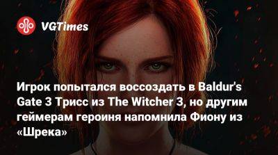 Игрок попытался воссоздать в Baldur's Gate 3 Трисс из The Witcher 3, но другим геймерам героиня напомнила Фиону из «Шрека» - vgtimes.ru