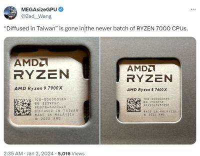 AMD убирает упоминание о стране производства процессоров - Diffused in Taiwan - playground.ru - Сша - Китай - Тайвань
