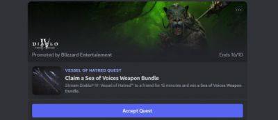 Получите комплект декоративного оружия «Море голосов» для Diablo IV в промо-акции Discord - noob-club.ru