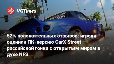 52% положительных отзывов: игроки оценили ПК-версию CarX Street — российской гонки с открытым миром в духе NFS - vgtimes.ru