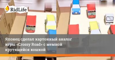 Японец сделал картонный аналог игры «Crossy Road» с мемной крутящейся кошкой - ridus.ru