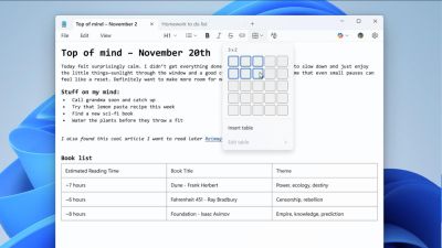 Microsoft добавила в Блокнот для Windows 11 функцию создания таблиц - playground.ru
