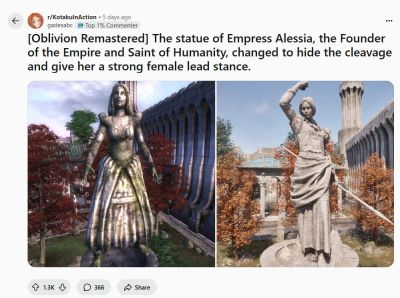 Изменение статуи Алессии в Oblivion вызвало споры на Reddit - playground.ru