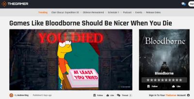 Журналист TheGamer раскритиковал экран "You Died" в играх FromSoftware - playground.ru