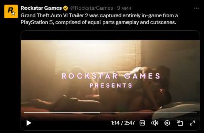 Rockstar подтвердила: второй трейлер GTA 6 полностью записан на PS5 - playground.ru