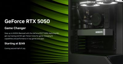 NVIDIA анонсирует GeForce RTX 5050 с 8 ГБ памяти GDDR6, по цене 249 долларов, выпуск запланирован на середину-конец июля - playground.ru