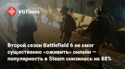 Второй сезон Battlefield 6 не смог существенно «оживить» онлайн — популярность в Steam снизилась на 88% - vgtimes.ru
