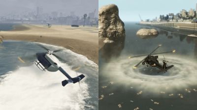 Техдиректор GTA 4 не ожидал, что вертолёты смогут "раздвигать" воду на мелководье - playground.ru