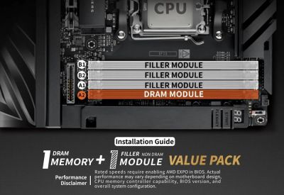 V-COLOR выпустит комплекты памяти DDR5 1+1: рабочая планка и "заглушка" для имитации полного заполнения всех 4 слотов - playground.ru - Сша