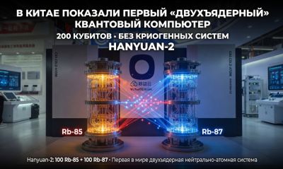 В Китае показали первый "двухъядерный" квантовый компьютер - 200 кубитов, без криогенных систем - playground.ru - Китай