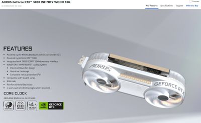 GIGABYTE официально представила видеокарту GeForce RTX 5080 AORUS Infinity Wood с элементами из натурального дерева - playground.ru